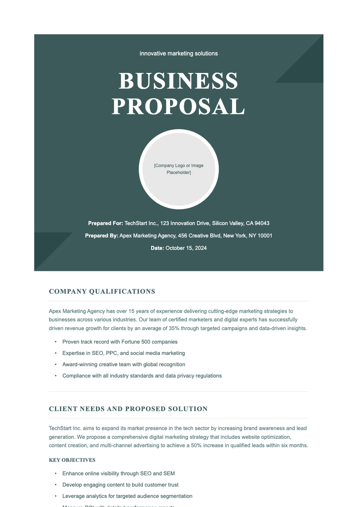 Marketing proposal document with modern design and social media strategy focus_variant_3